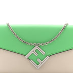 Vitello King Cruise FF Diamonds Continental Envelope Wallet On Chain Latte Edamame