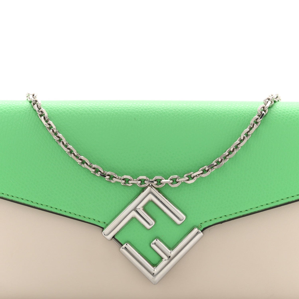 Vitello King Cruise FF Diamonds Continental Envelope Wallet On Chain Latte Edamame