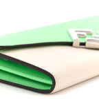 Vitello King Cruise FF Diamonds Continental Envelope Wallet On Chain Latte Edamame