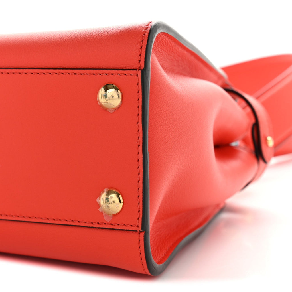 Vitello Seta Suede FF Mini Peekaboo Iconic Satchel Tulipano Miele Moro