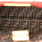 Vitello Seta Suede FF Mini Peekaboo Iconic Satchel Tulipano Miele Moro