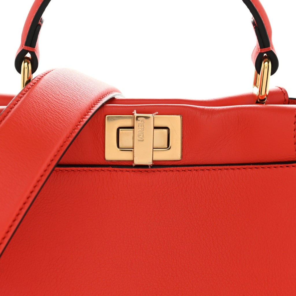Vitello Seta Suede FF Mini Peekaboo Iconic Satchel Tulipano Miele Moro