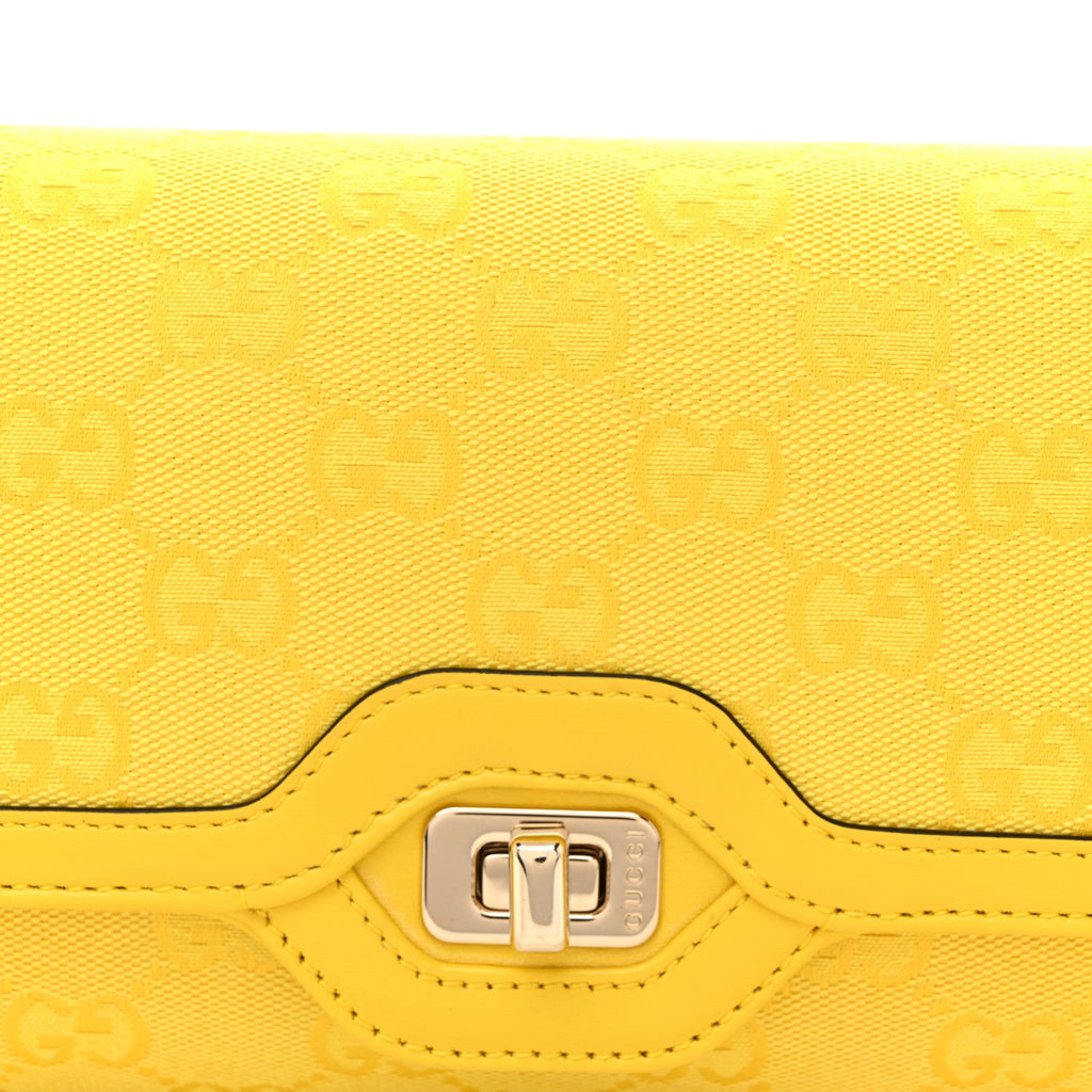 GG Monogram Textured Dollar Calfskin Small Luce Shoulder Bag Yellow
