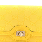 GG Monogram Textured Dollar Calfskin Small Luce Shoulder Bag Yellow