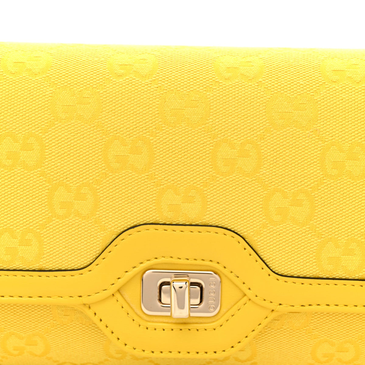 GG Monogram Textured Dollar Calfskin Small Luce Shoulder Bag Yellow