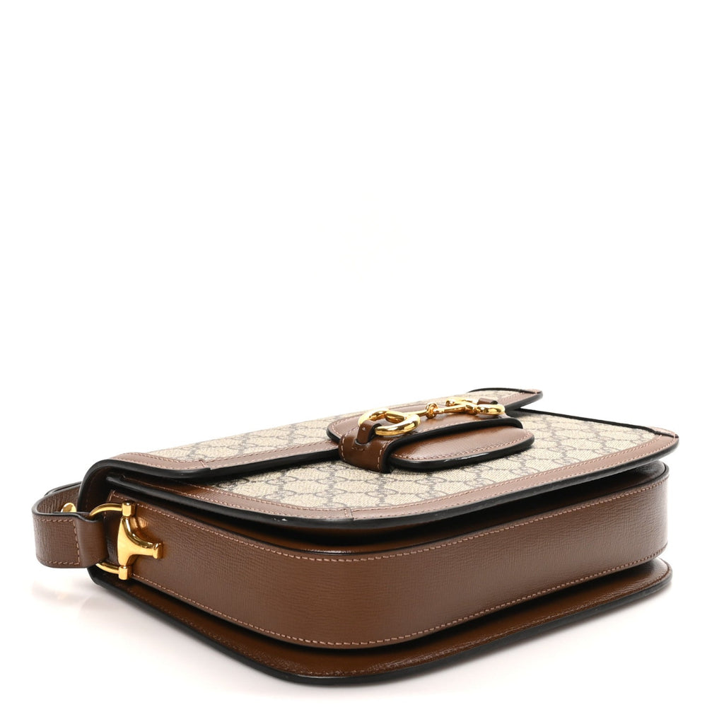 GG Supreme Monogram Horsebit 1955 Shoulder Bag Beige Brown Sugar Beige Brown Sugar