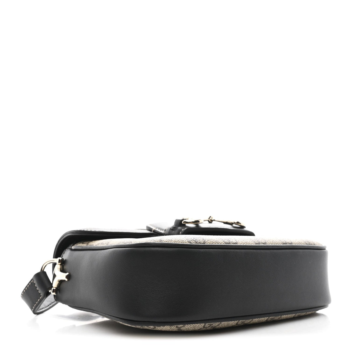 GG Supreme Monogram Horsebit 1955 Soft Small Shoulder Bag Beige Black