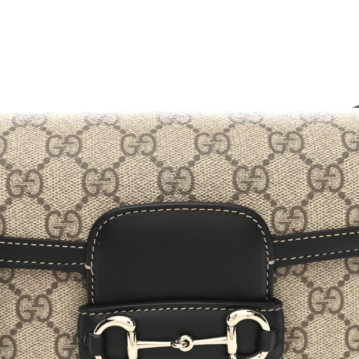 GG Supreme Monogram Horsebit 1955 Soft Small Shoulder Bag Beige Black