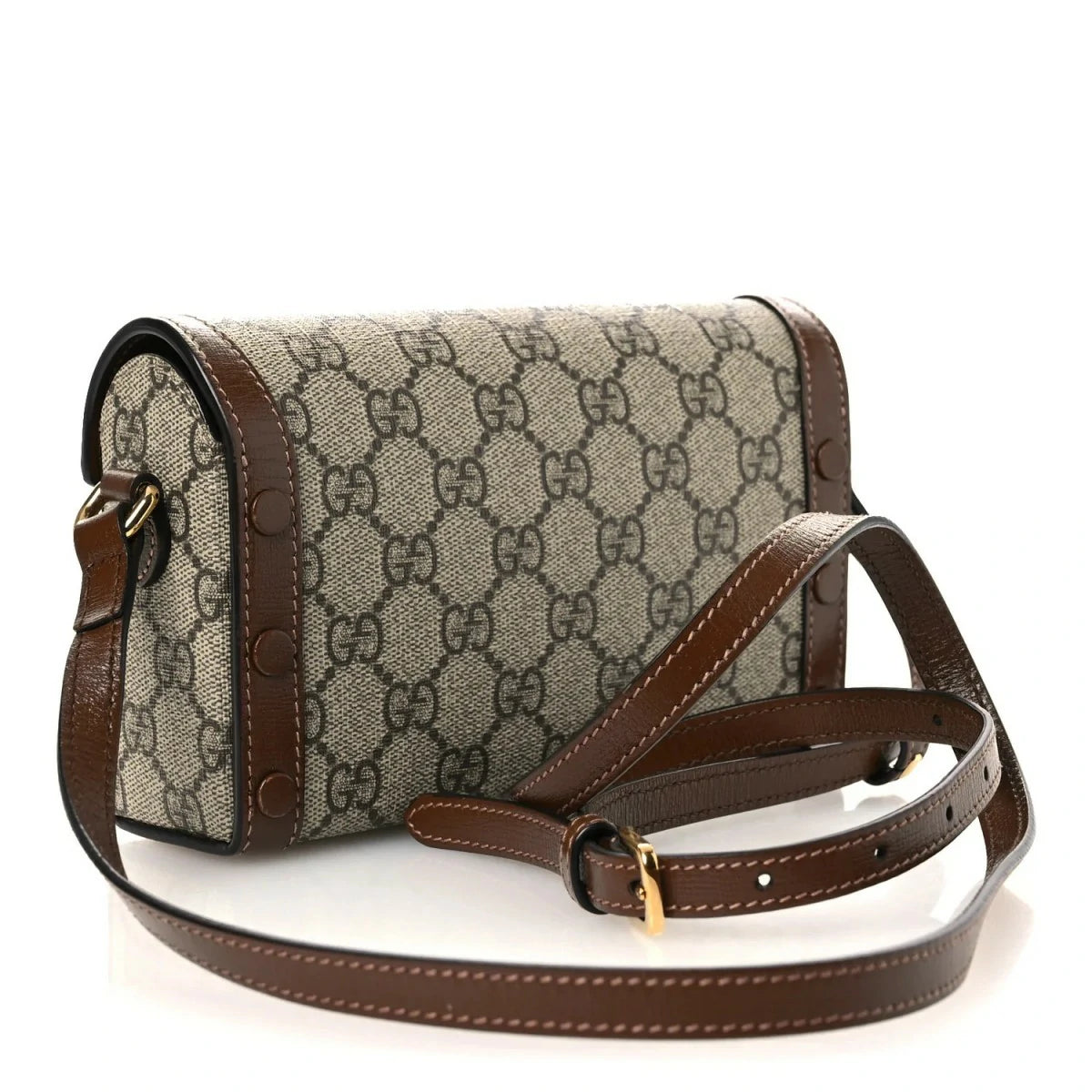 GG Supreme Monogram Mini Horsebit 1956 Shoulder Bag Beige Brown Sugar