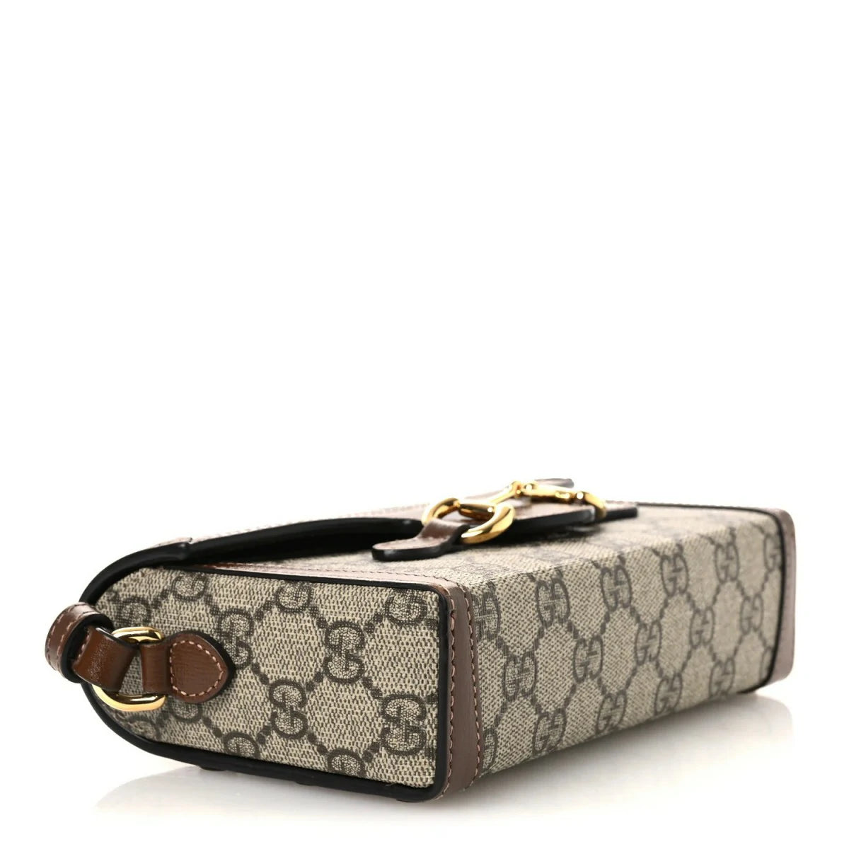 GG Supreme Monogram Mini Horsebit 1956 Shoulder Bag Beige Brown Sugar