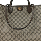 GG Supreme Monogram Textured Calfskin Medium Ophidia Shoulder Tote Bag Beige Ebony New Acero