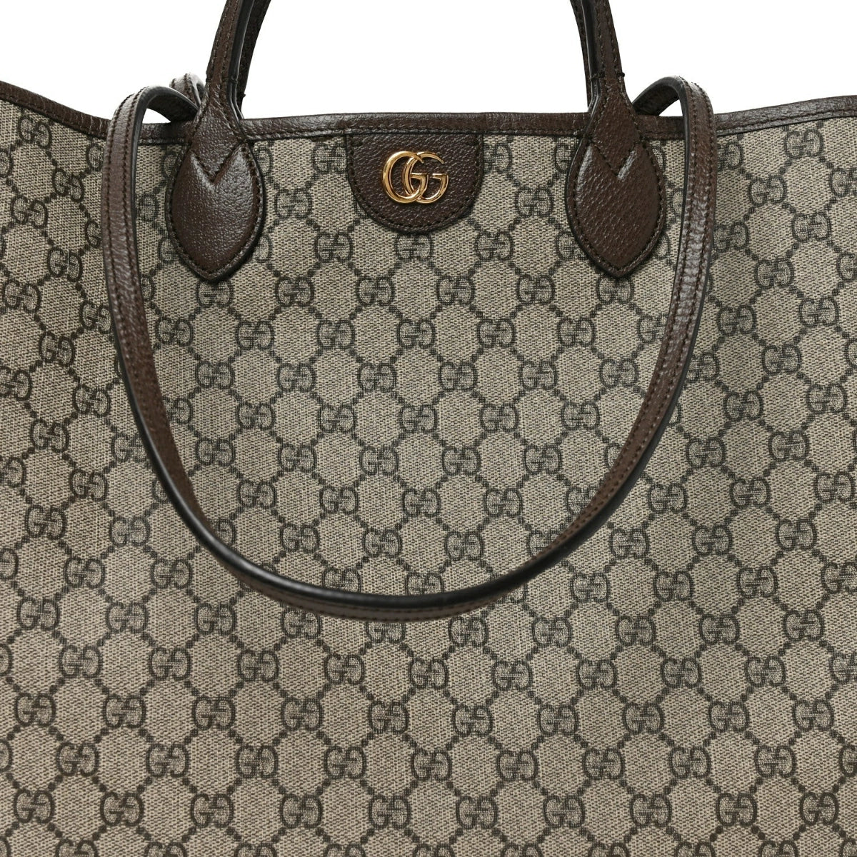 GG Supreme Monogram Textured Calfskin Medium Ophidia Shoulder Tote Bag Beige Ebony New Acero