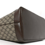 GG Supreme Monogram Textured Calfskin Medium Ophidia Shoulder Tote Bag Beige Ebony New Acero