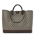 GG Supreme Monogram Textured Calfskin Medium Ophidia Shoulder Tote Bag Beige Ebony New Acero