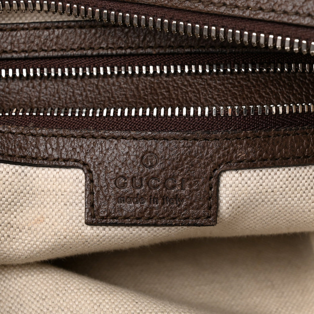 GG Supreme Monogram Textured Calfskin Web Large Attache Shoulder Bag Beige Ebony New Acero