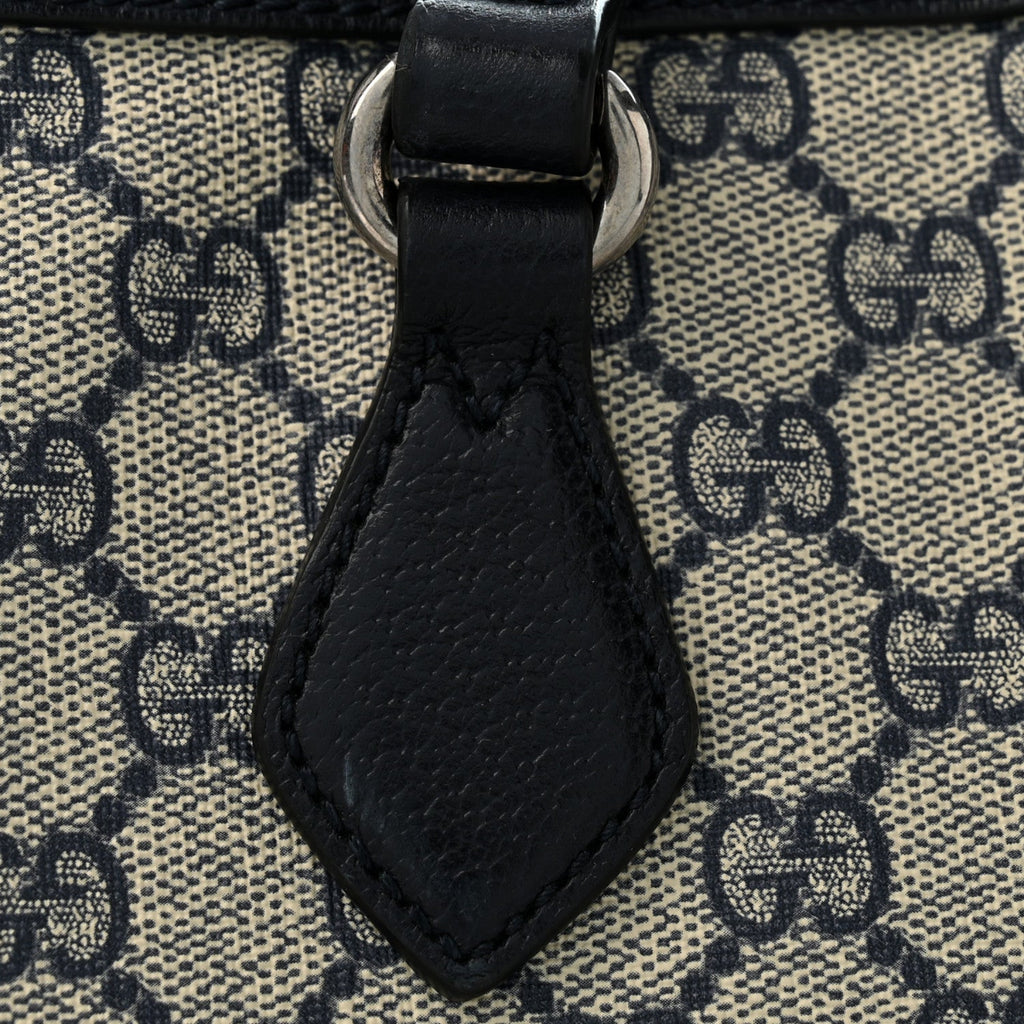 GG Supreme Monogram Textured Calfskin Web Medium Ophidia Shopping Tote Beige Blue