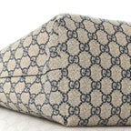 GG Supreme Monogram Textured Calfskin Web Medium Ophidia Shopping Tote Beige Blue