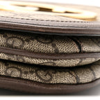 GG Supreme Monogram Textured Dollar Calfskin Web Medium Blondie Top Handle Shoulder Flap Bag Beige Ebony New Acero