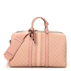 GG Supreme Monogram Textured Dollar Calfskin Web Medium Savoy Duffle Bag Rose Pink