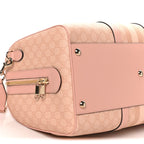 GG Supreme Monogram Textured Dollar Calfskin Web Medium Savoy Duffle Bag Rose Pink