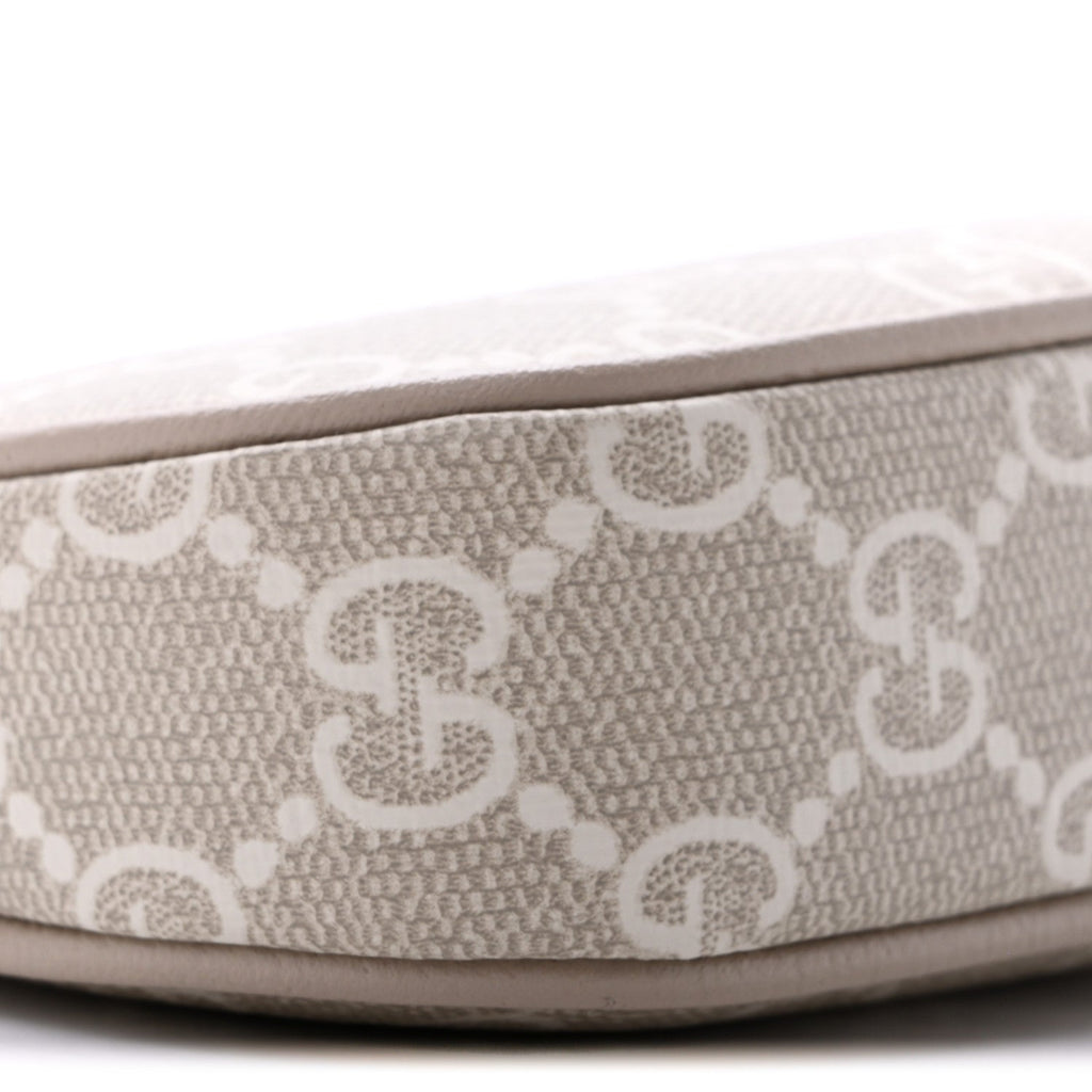 GG Supreme Monogram Textured Dollar Calfskin Web Mini Ophidia GG Handbag Beige Mystic White Oatmea