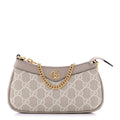 GG Supreme Monogram Textured Dollar Calfskin Web Mini Ophidia GG Handbag Beige Mystic White Oatmea