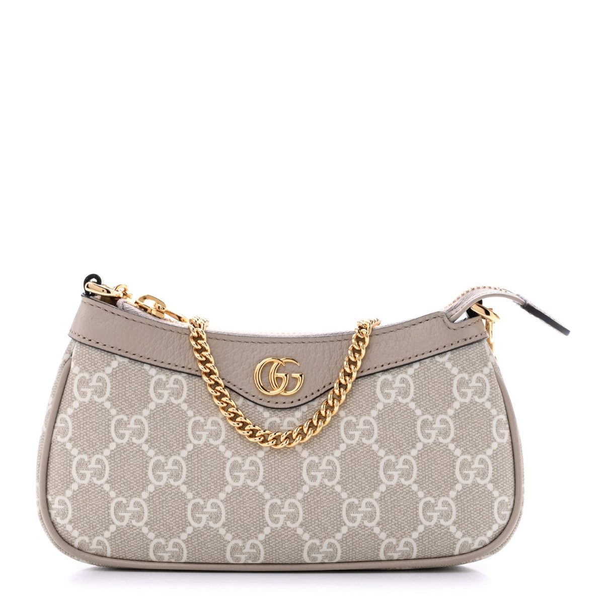 GG Supreme Monogram Textured Dollar Calfskin Web Mini Ophidia GG Handbag Beige Mystic White Oatmea