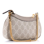 GG Supreme Monogram Textured Dollar Calfskin Web Mini Ophidia GG Handbag Beige Mystic White Oatmea