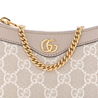 GG Supreme Monogram Textured Dollar Calfskin Web Mini Ophidia GG Handbag Beige Mystic White Oatmea
