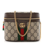 GG Supreme Monogram Textured Dollar Calfskin Web Ophidia Belt Bag 75 30 Beige Ebony New Acero