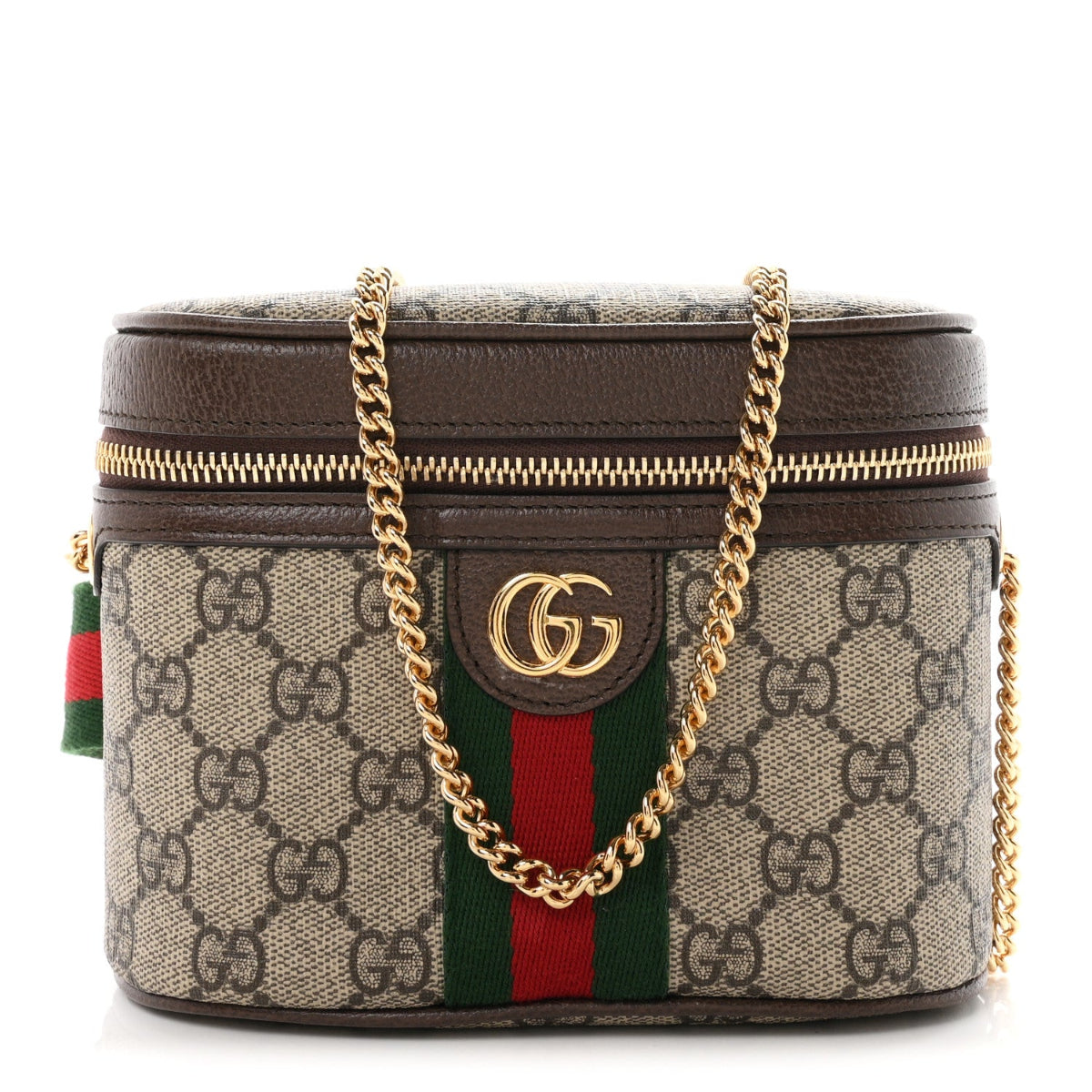 GG Supreme Monogram Textured Dollar Calfskin Web Ophidia Belt Bag 75 30 Beige Ebony New Acero