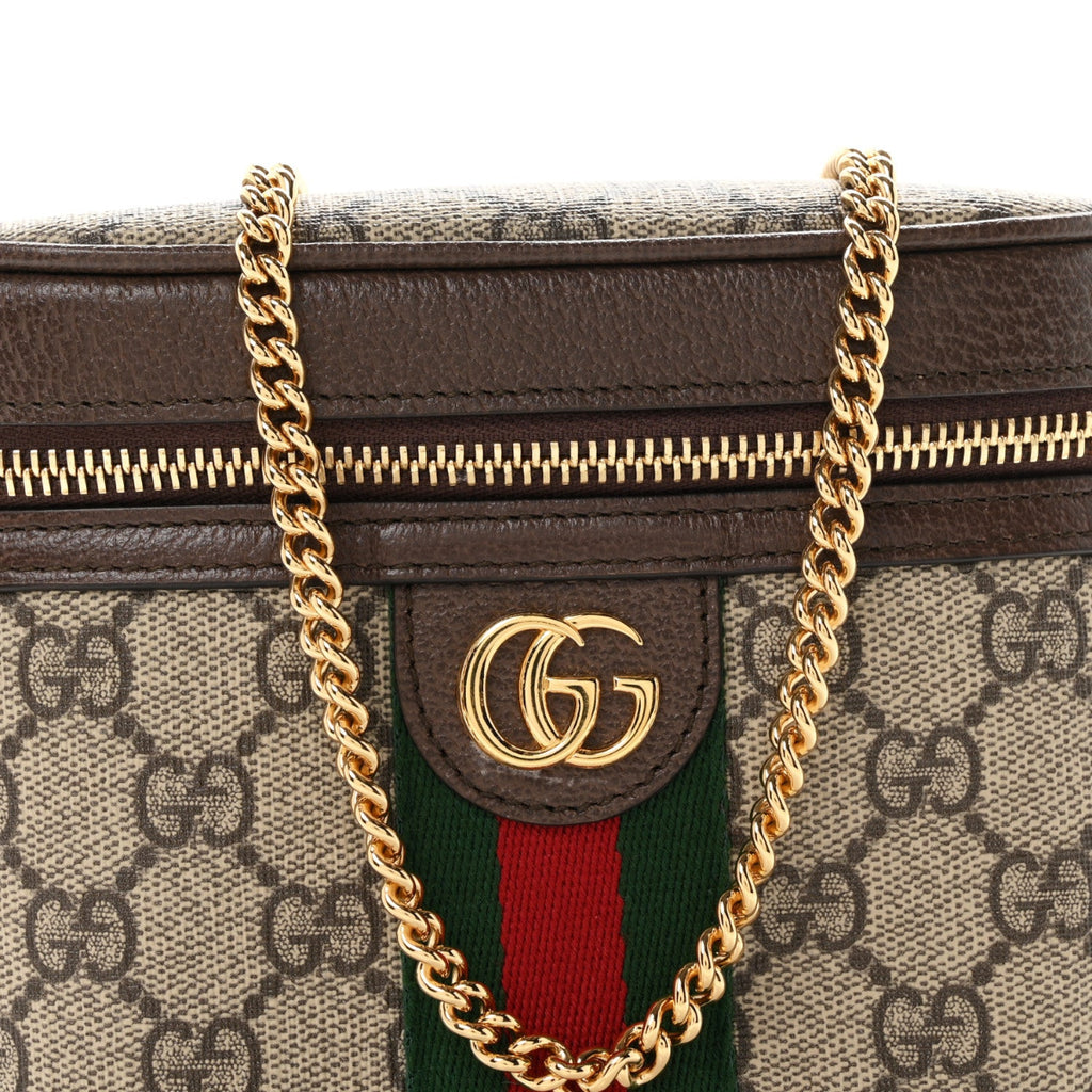 GG Supreme Monogram Textured Dollar Calfskin Web Ophidia Belt Bag 75 30 Beige Ebony New Acero