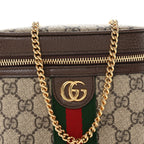 GG Supreme Monogram Textured Dollar Calfskin Web Ophidia Belt Bag 75 30 Beige Ebony New Acero