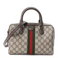 GG Supreme Monogram Web Medium Ophidia Top Handle Bag Beige Ebony New Acero