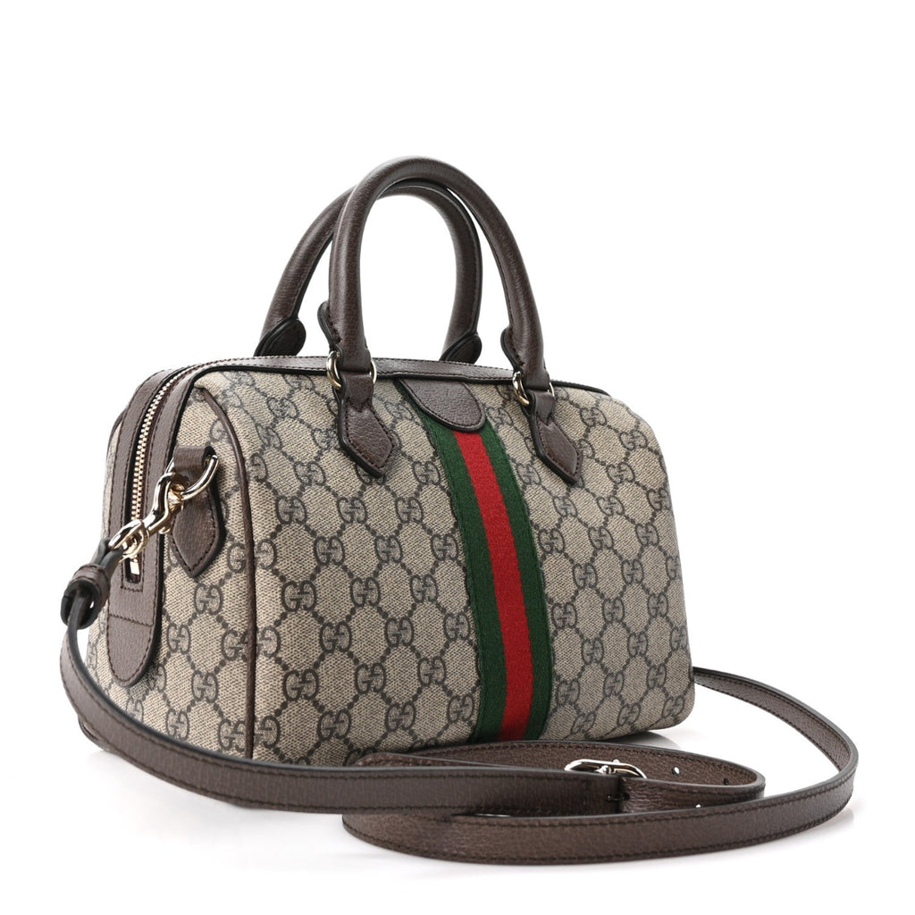 GG Supreme Monogram Web Medium Ophidia Top Handle Bag Beige Ebony New Acero