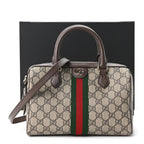 GG Supreme Monogram Web Medium Ophidia Top Handle Bag Beige Ebony New Acero