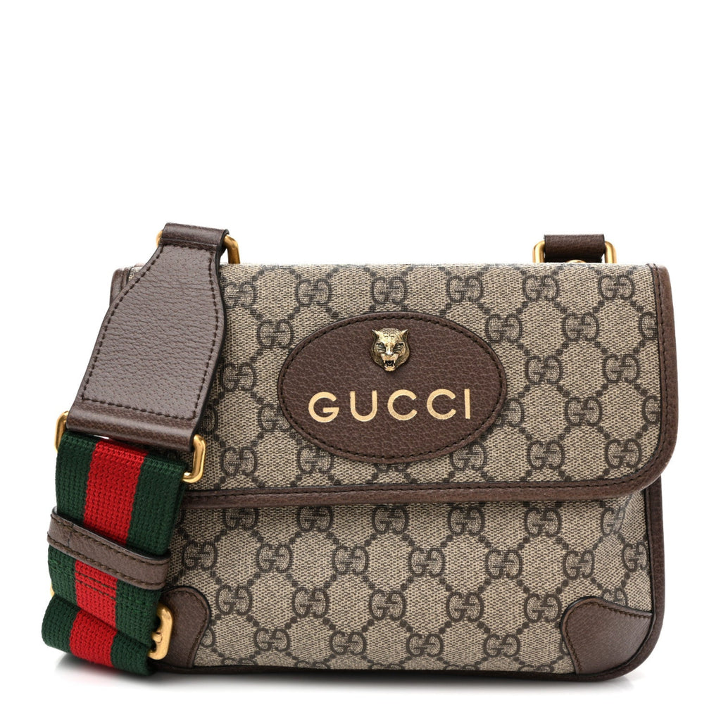 GG Supreme Monogram Web Small Neo Vintage Double Flap Messenger Bag Beige New Acero