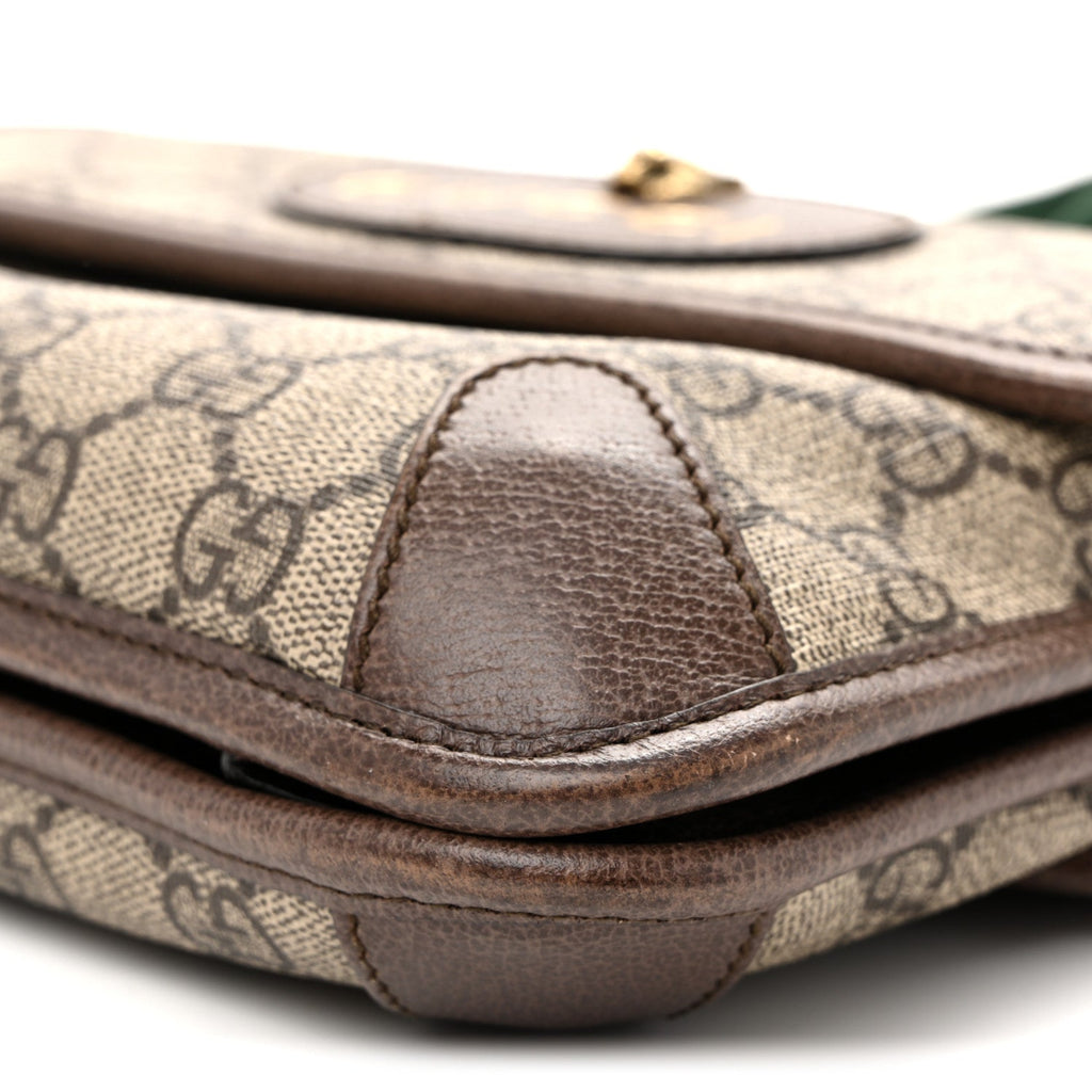 GG Supreme Monogram Web Small Neo Vintage Double Flap Messenger Bag Beige New Acero