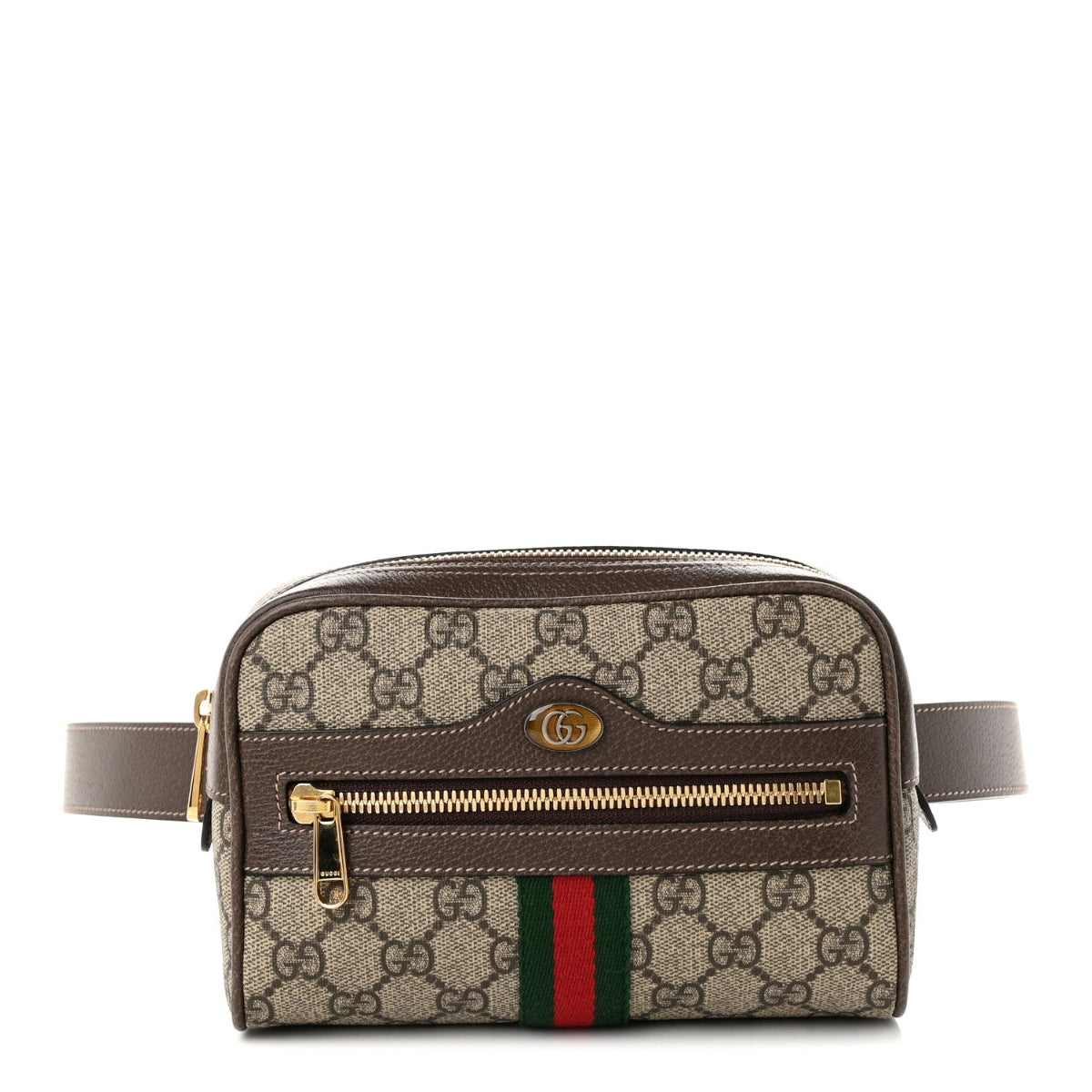 GG Supreme Monogram Web Small Ophidia Belt Bag 85 34 Dark Brown