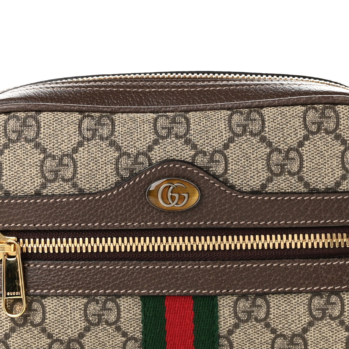 GG Supreme Monogram Web Small Ophidia Belt Bag 85 34 Dark Brown