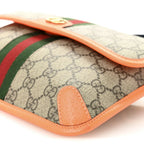 GG Supreme Monogram Web Small Ophidia Belt Bag Beige Ebony Orange Fluo