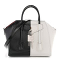 Box Calfskin Mini Lock Antigona Shoulder Bag Black White