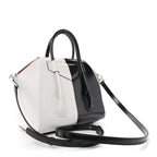 Box Calfskin Mini Lock Antigona Shoulder Bag Black White