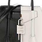 Box Calfskin Mini Lock Antigona Shoulder Bag Black White