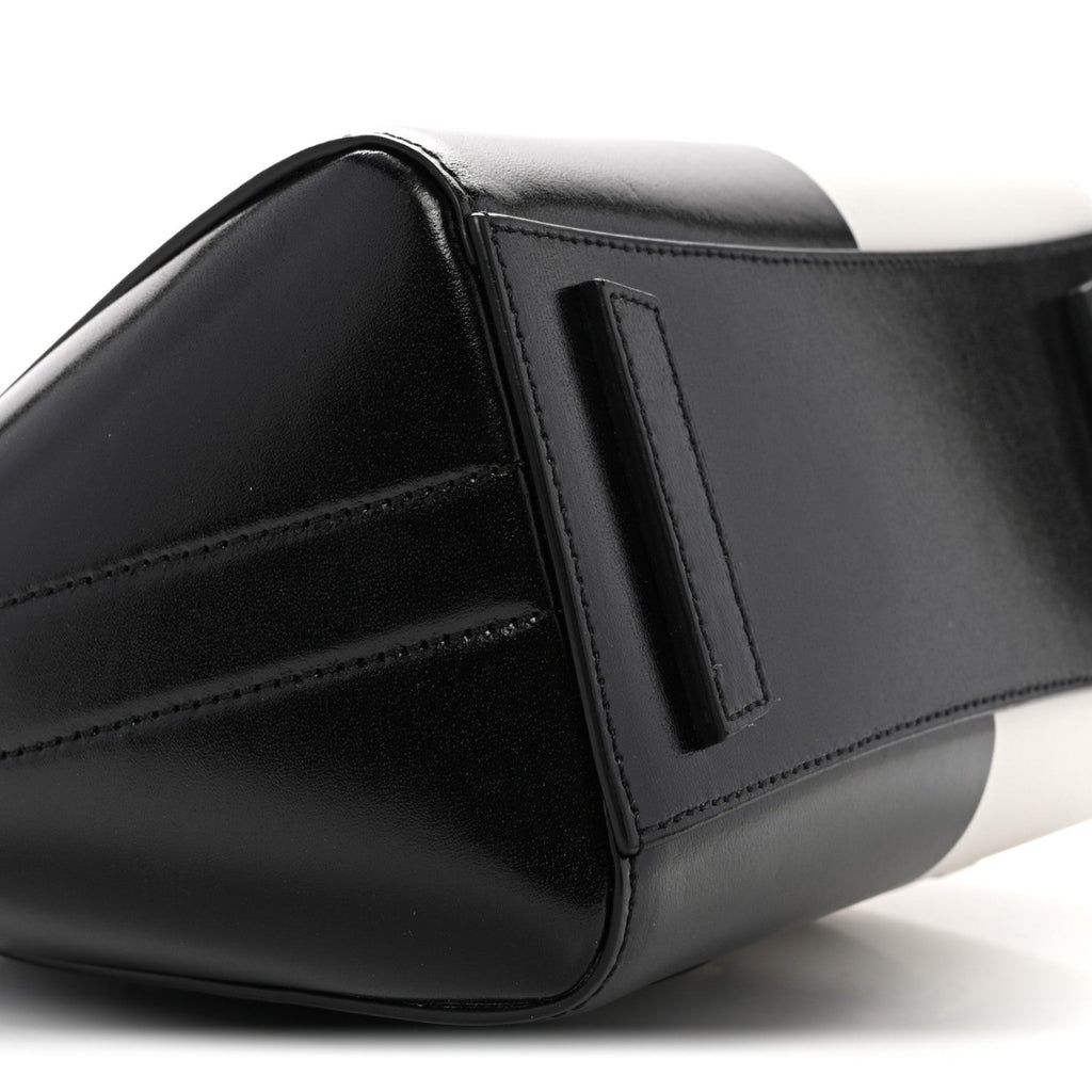 Box Calfskin Mini Lock Antigona Shoulder Bag Black White