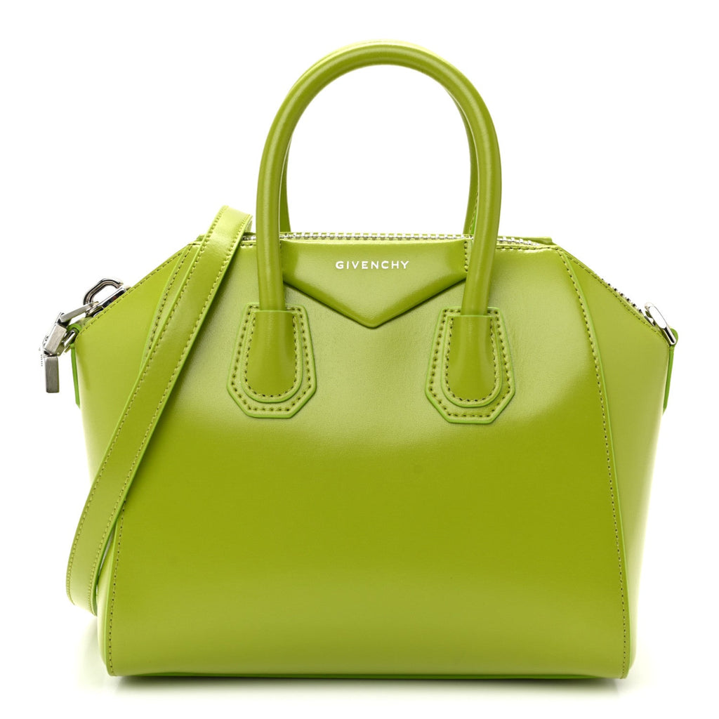 Shiny Lord Calfskin Mini Antigona Citrus Green