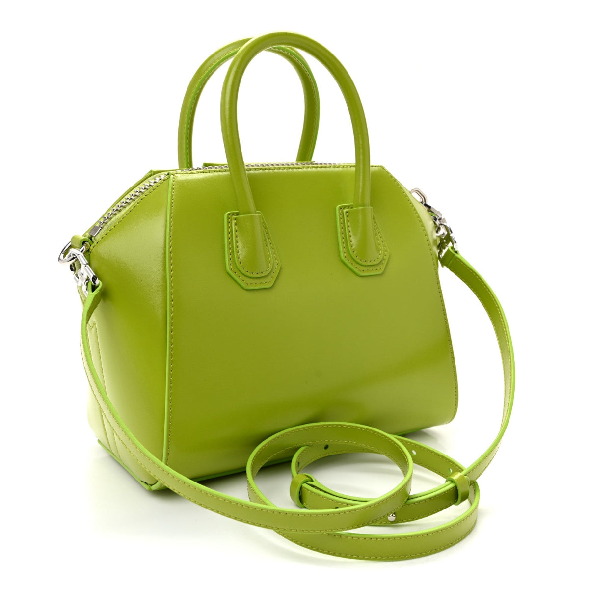 Shiny Lord Calfskin Mini Antigona Citrus Green