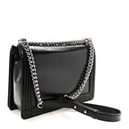 Glazed Calfskin Large Boy Flap Black