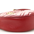 Glazed Calfskin Matelasse Heart Mini GG Marmont Round Shoulder Bag Romantic Cerise
