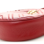Glazed Calfskin Matelasse Heart Mini GG Marmont Round Shoulder Bag Romantic Cerise